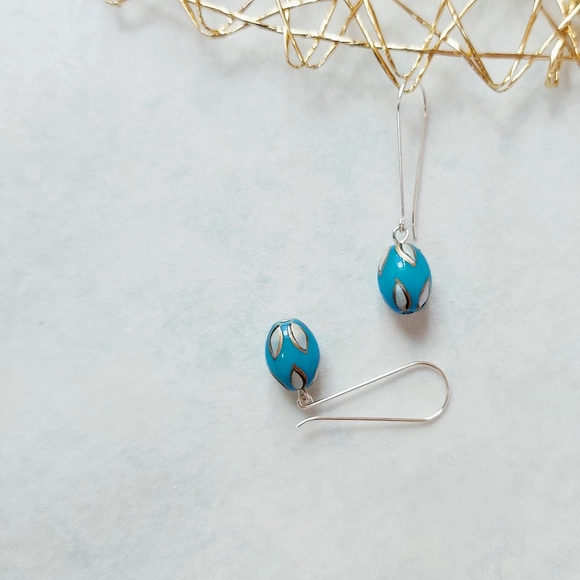 Turquoise Sterling Silver Drop earrings - Picture 4 of 4